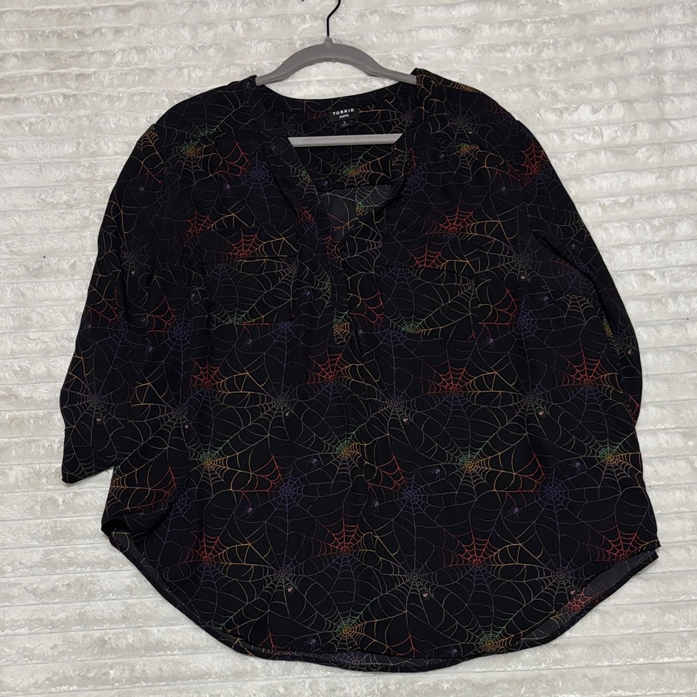 Torrid Multicolor Spider Web Print Blouse